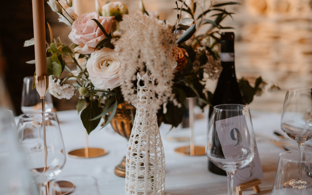 Décoration de table de mariage maillO design au Manoir de la Jahotiere à Abbaretz en pays de la Loire