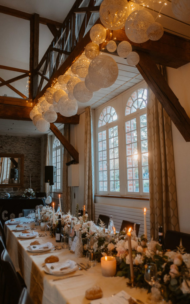 Décoration de salle de mariage maillO design au Manoir de la Jahotiere à Abbaretz en pays de la Loire