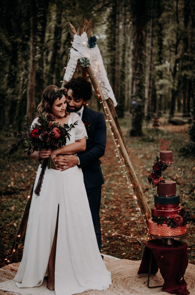 décoration-mariage-fleurs-dentelle-tipi-cérémonie-mariage-hiver-domaine-de-Pan-Saint-Nazaire-Pays-de-la-Loire